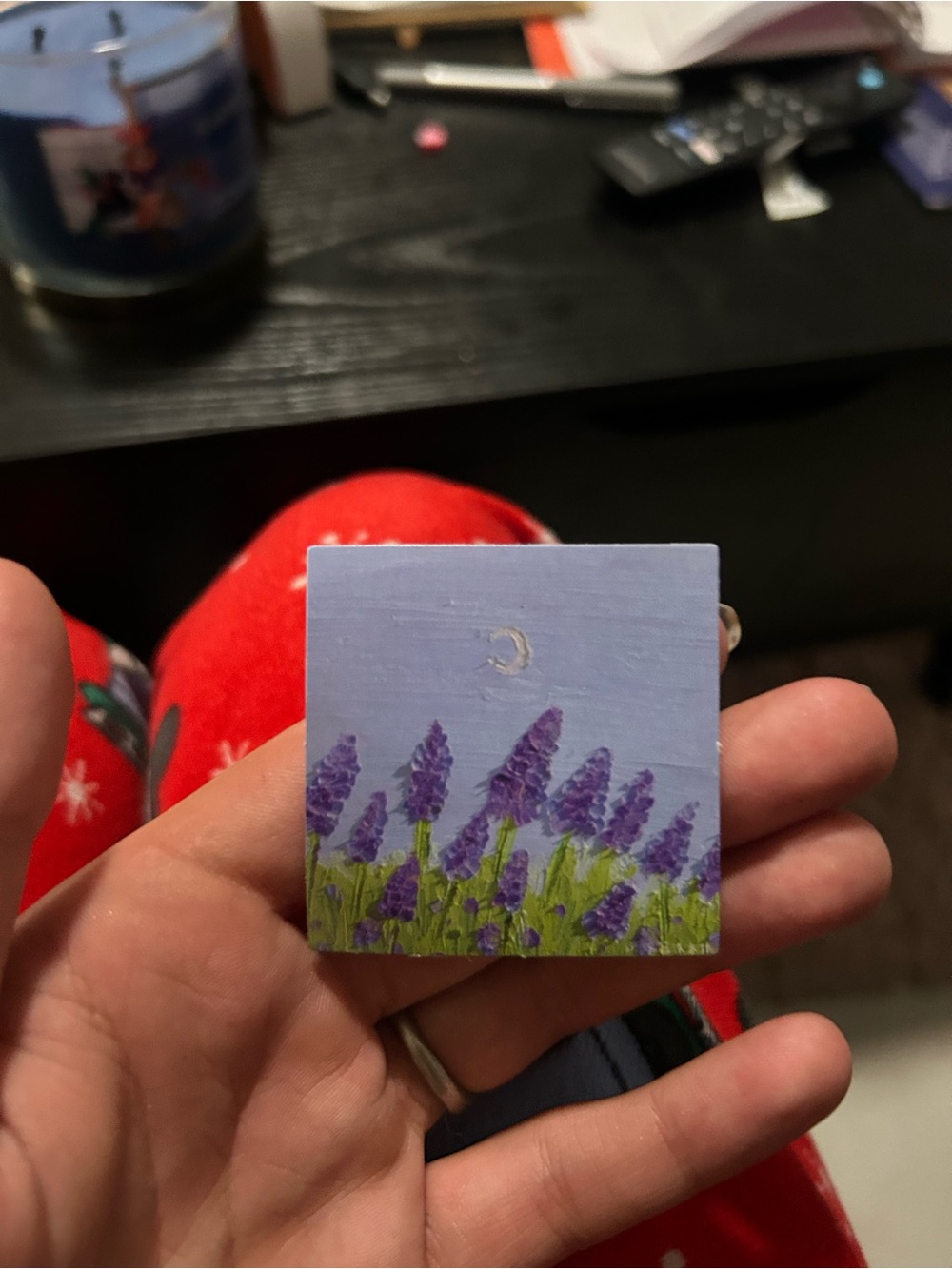 Lavender Field Night Sky Home Design Sticker - Purple